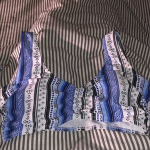 blue & white striped cupshe bikini top